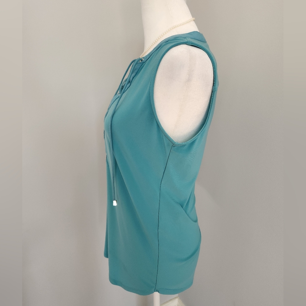 WHBM Sleeveless Teal Lace-Up Top With Silver Eyelets XS - Picture 4 of 8
